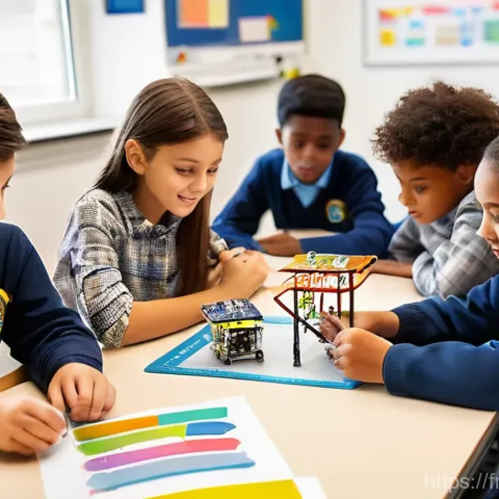 국제 교육 비교 연구 - **Prompt 1: Active Learning in a Collaborative Classroom**
"A brightly lit, modern classroom fil...