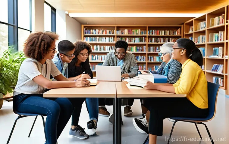 평생학습사회와 대학의 역할 - **Prompt 1: Intergenerational Learning and Collaboration on a Modern University Campus**
"A vibr...